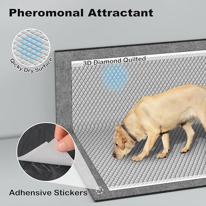 MIZOK Pee Pads for Dogs Charcoal Disposable No Leak XL Large 30x36in 35Ct | High Capacity Carbon Absorption, Ultimate Odor Control, Heavy Duty Pee Pads, Perfect for Large Breeds and Overnight Use