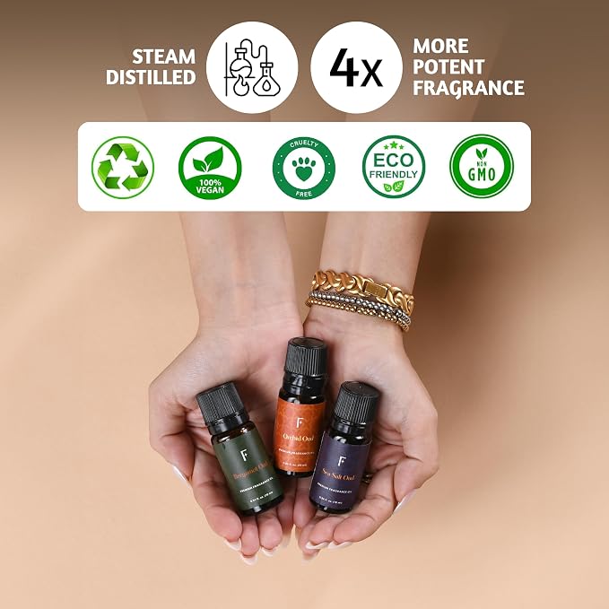 Folkulture Essential Oils Set for Diffuser | Set of 6 Luxury Floral & Oud Fragrance Oils | Orchid Oud, Rose Oud & Warm Sensual Blends | Aromatherapy & Home Fragrance Gift Set