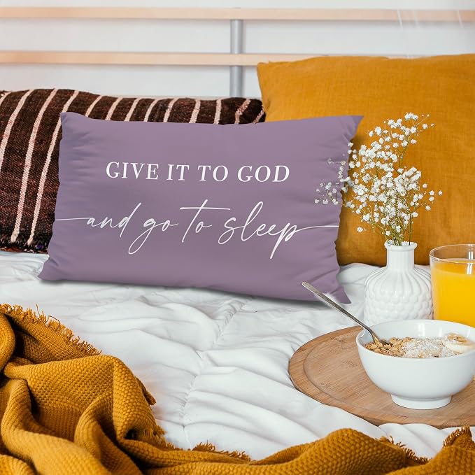 Give It to God and Go to Sleep, Decorative Pillows Cover for Bed, Throw Pillows Cover for Bed, 12x20 Inch Pillow Case, Decorative Bed Pillows Cover for Bedroom(12x20, Medium Grey)