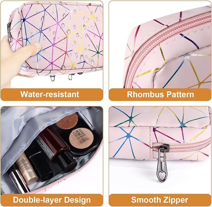 Likesing Period Bag for Girls Womens, Leather Sanitary Napkin Storage Bag, Portable Menstrual Pad Bag Period Pads Pouch, Small Make Up Bags(Colorful Pink)