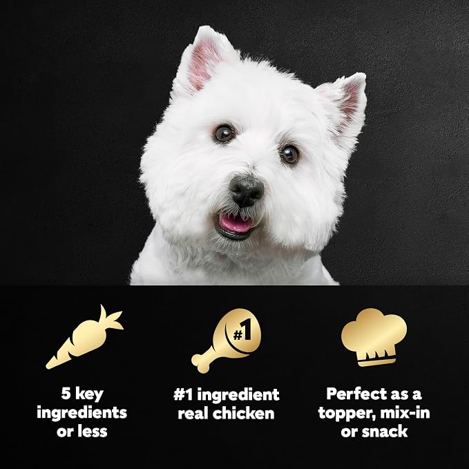 Cesar Simply Crafted Dog Food Toppers Variety, 1.3 oz, 8 Count, 2-Pack | Real chicken #1 ingredient, 5 key ingredients or less, slow-cooked, mix with dry food or serve alone, single-serve tubs