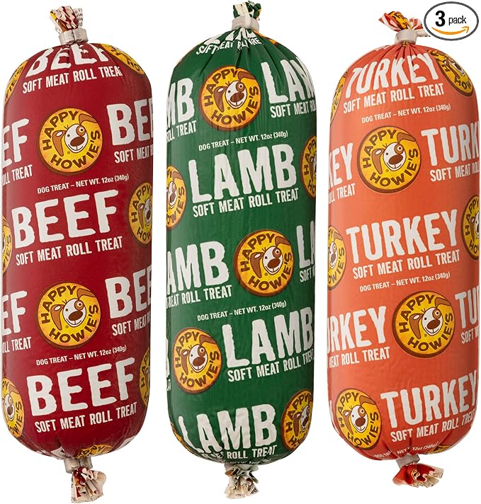 Happy Howie's Soft Meat Roll Treat, Beef, Lamb, Turkey, 12 Oz (Pack of 3)