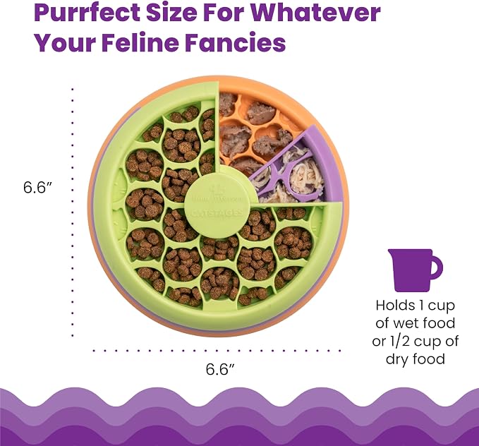 Catstages Kitty Lickin' Layers Interactive Cat Slow Feeder Treat Puzzle Toy, Dry or Wet Food, Mental Stimulation, Foraging Toy with 80+ Compartments (Pack of 12)