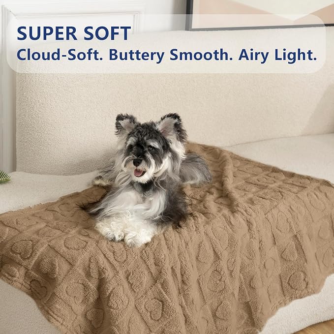 gogobunny Pet Blanket for Dogs Cats, 300GSM Ultra Soft Coral Fleece Blanket, Washable Small Dog Cat Blanket, Calming Crate Mat, Furniture Protector for Couch Bed Car Seat, Brown, 25x35IN