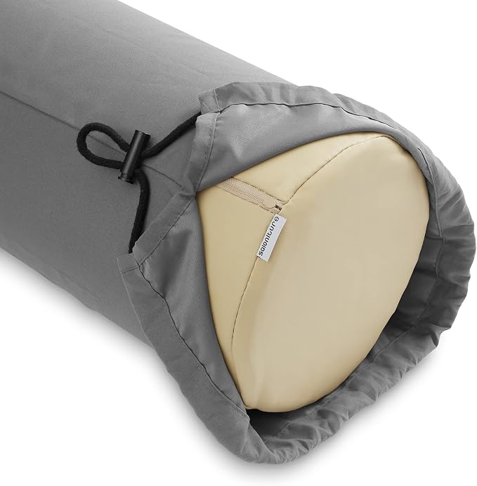 Saloniture Microfiber Cylinder Pillow Case Cover for Massage Table Bolsters - 30 x 9 Inch with Drawstring Closure, Gray