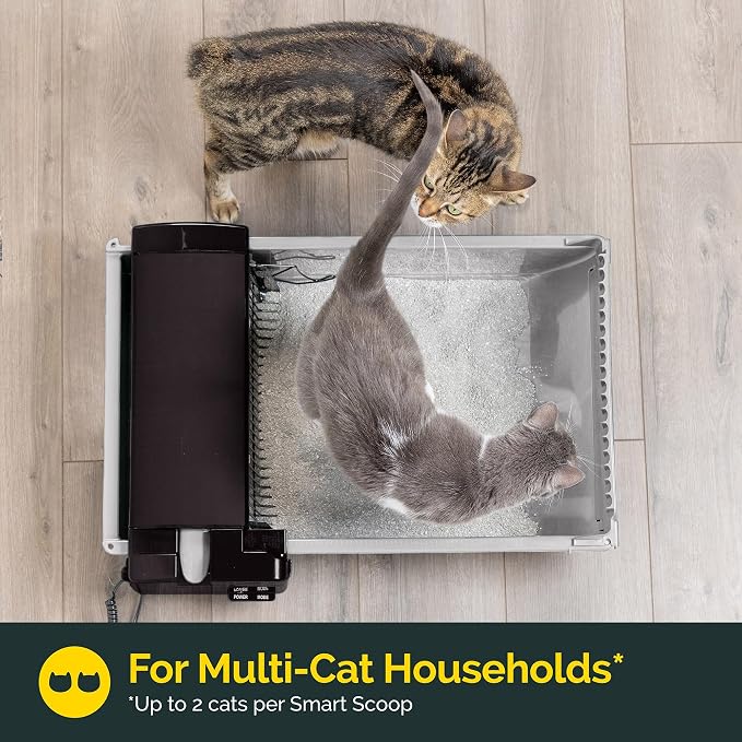Pet Zone Smart Scoop Semi Automatic Self Cleaning Cat Litter Box, 6 Bags | Includes carbon filter for odor control, reduces daily hands on maintenance, suits up to two felines six to sixteen pounds