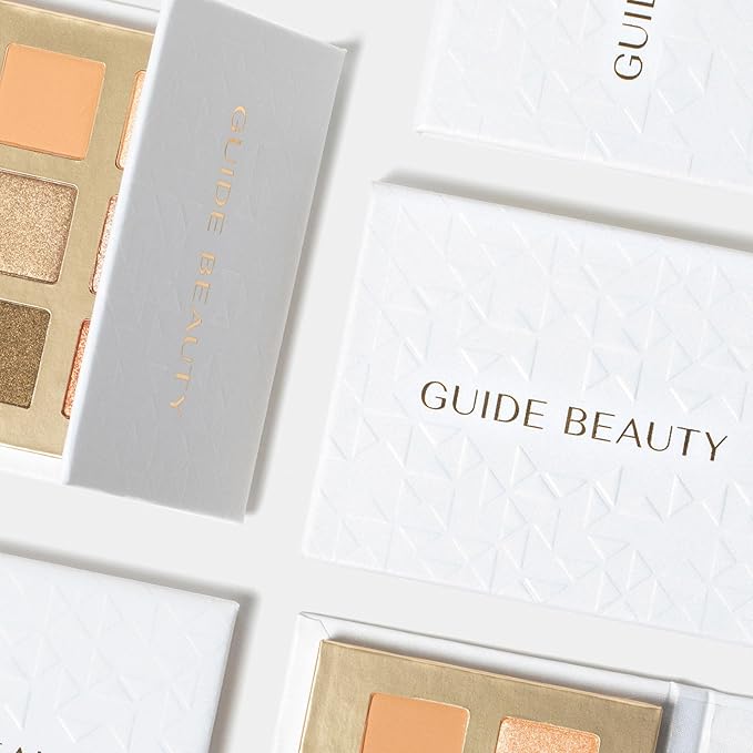 Guide Beauty Shadow Palette, Shimmer Eyeshadow Palette Featuring Hues Ranging from Radiant Golden Champagne & Copper Rose to Dusky Greens, Universal, Ergonomic Design, 6 Shades, 1 pc