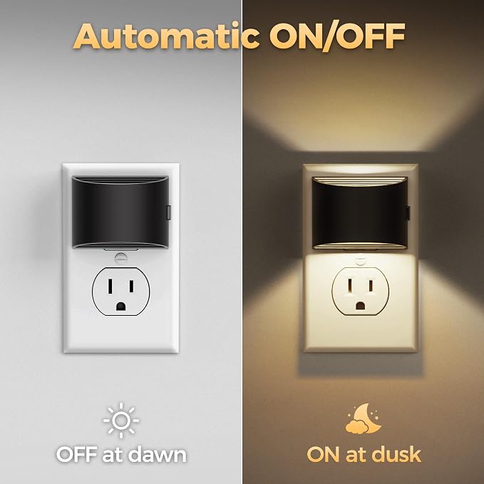 Night Light, Night Lights Plug into Wall, Adjustable, 3000K | 3 Level Brightness Adjustable Night Light, Dusk to Dawn Sensor, Nightlights for Adults, Bedroom, Bathroom, Hallway, 2 packs