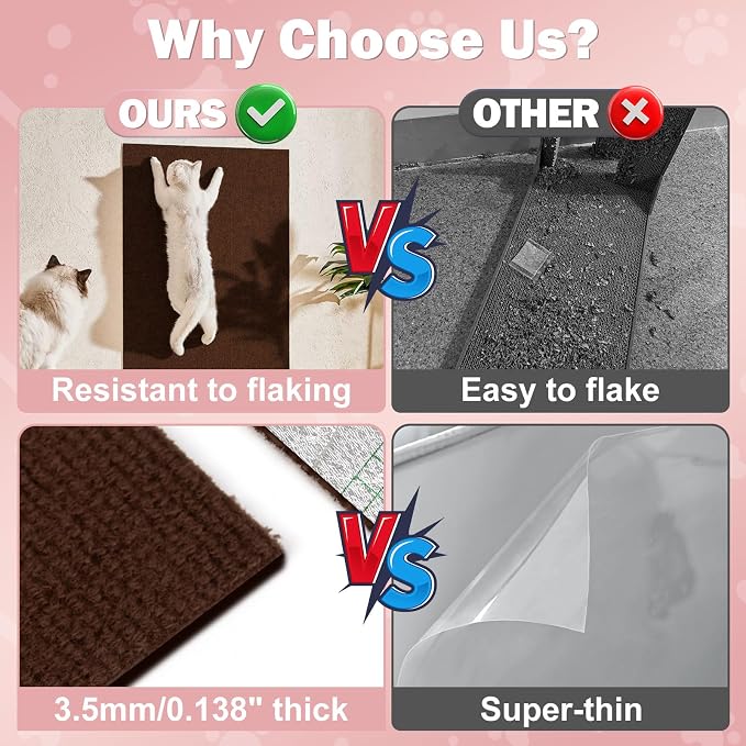 ENONCI 23.6x15.8 Cat Scratcher Mat, Self-Adhesive Cat Scratch Furniture Protector
