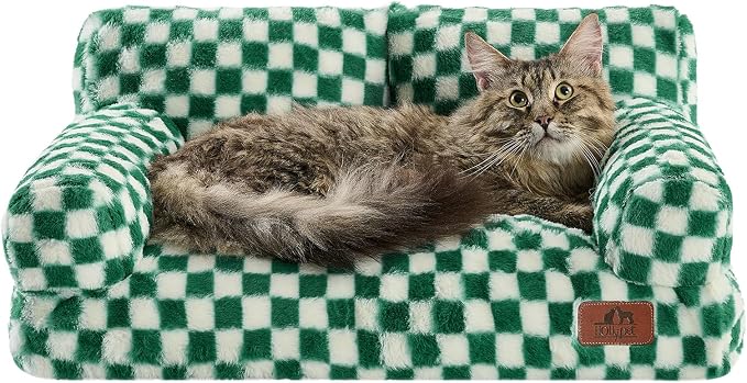 Hollypet Small Dog Large Cat Bed Puppy Couch Beds for Pets up to 25 lbs | Fluffy Dog Cat Couch Plush Soft Warming Pets Beds with Machine Washable Cover and Non-Slip Bottom