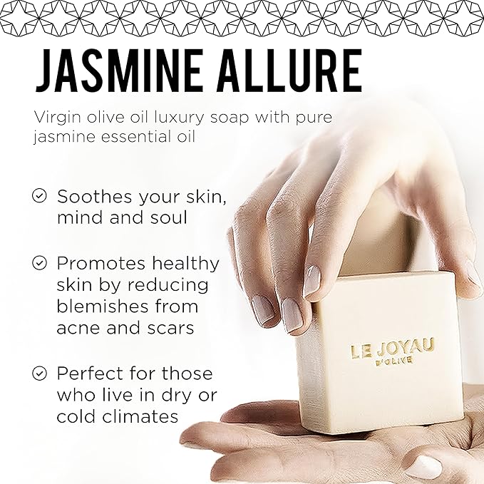 LJO Soap Handmade with Essential Oils | Only 4 All-Natural Ingredients | No Artificial Fragrances | No Titanium Dioxide | Jasmine Allure | For Men & Women | All-Skin Types | Holiday Gift | Pack of 1