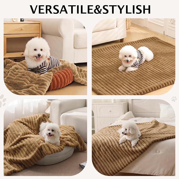 PuTian Waterproof Dog Blanket for Couch, 30"x40", Khaki | Blocks Urine, Stains and Pet Hair to Guard Furniture, Perfect For Dogs & Cats On Couch, Bed, Car And Travel