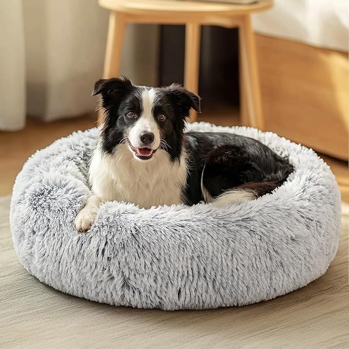 JOLLYVOGUE Dog Bed, Calming Anti-Anxiety Large Dog Bed, Fluffy Donut Cushion for Medium and Large Pets (27"/30"/36")
