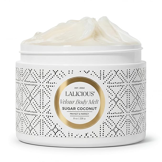 LaLicious Sugar Coconut Velour Body Melt - Multitasking Balm-to-Oil Skin Moisturizer with Macadamia Oil & Coconut Oil - Shave Gel, Hair/Scalp/Hand/Foot Mask - Help Prevent Stretch Marks (8oz)