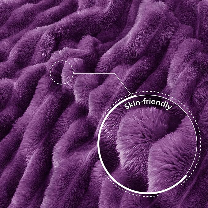 Exclusivo Mezcla Striped Queen Size Fleece Blanket for Bed, Couch, 90"x90" | Soft Breathable Cozy Bed Blankets, Lightweight Plush Fluffy Fuzzy Jacquard Decorative Blankets