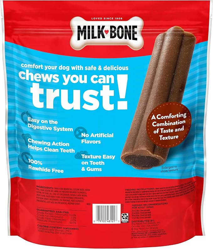 Milk-Bone Comfort Chews, Dog Chew with Unique Chewy Texture and Real Beef, 40.8 Oz. Bag (16 Chews), (Pack of 4)