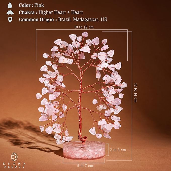 Rose Quartz Crystal Tree of Life Birthday Gifts for Women, Men, Friends, Handmade Healing Chakra Tree for Home Office Decor, Positivity, Good Luck, Money, Unique Gifts for Her Mom, Sister, Dad