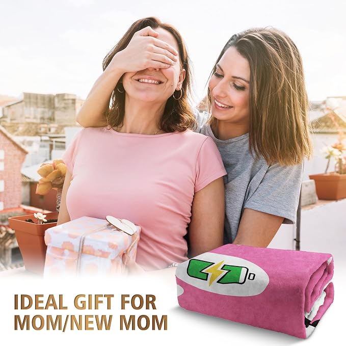 Craftique Mom Birthday Gifts, Funny Gifts for Mom- Mom's Charging Blanket | Mom Gifts for Women from Daughter Son Husband, Super Soft Blanket Throw for Napping Travel, 60”×50”