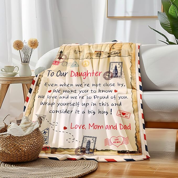 UFOORO Blanket Gift for Daughter from Mom and Dad, Throw Blanket for Adult Daughter, Present for Christmas Birthday Mothers Day, to My Daughters Blanket 55"x70"