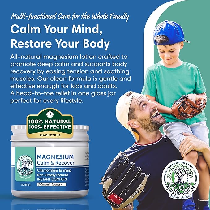 Herbal Magnesium Lotion - Magnesium Body Rub for Bedtime & Sleep - Food-Grade Ingredients for Kids, Toddlers & Adults -After Workout - Moisturizes & Hydrates Legs, Feet & Body - Relieve Tansion - 2oz
