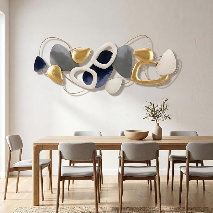 Axioglo 59" Large Wall Decor,3D Abstract Metal Wall Art for Living Room | 59" x 25" metal wall decor with layered metal texture, mounting hardware, two-way display