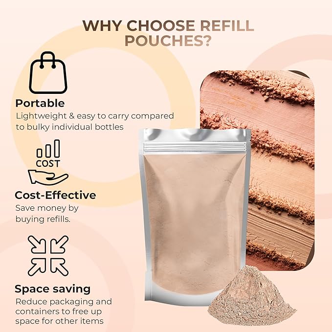 Foundation Powder Refill (Pink Bisque)(8 Ounce Bag) By Sweet Face Minerals, Lightweight Mineral Loose Makeup Powder with SPF 20, Full Coverage Flawless Finish, Talc-free, Cruelty-Free, Refill Pouch