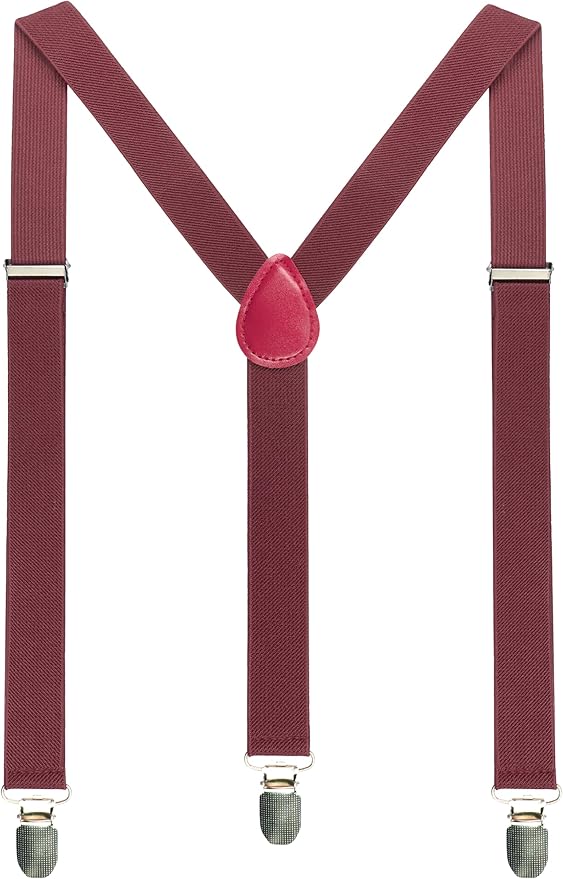 JEMYGINS Solid Color Mens Suspender with 3 Strong Clips Adjustable Braces