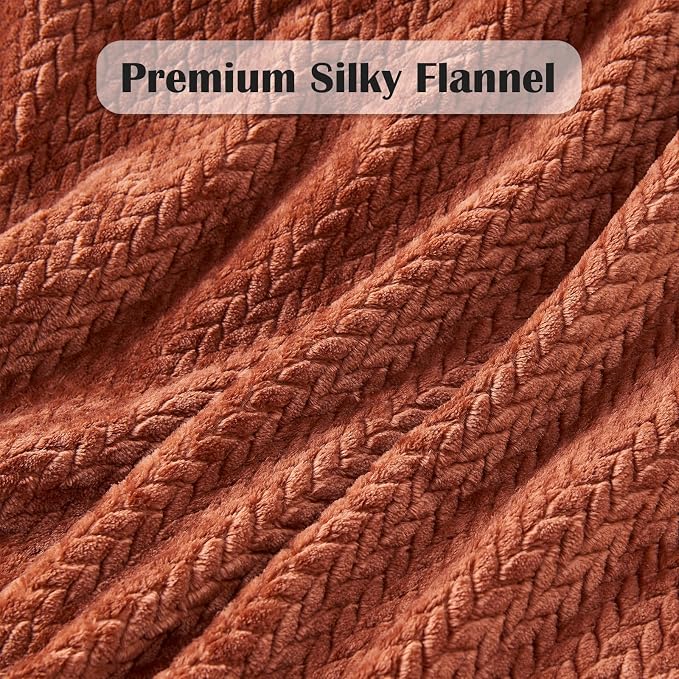 NEWCOSPLAY Fleece Leaves Pattern Twin Blanket, Coffee, 60"x80" | Super Soft Throw Blanket, Lightweight Cozy Bed Sofa Blanket, Premium Silky Flannel Fleece, Travel Blanket for All Season Use