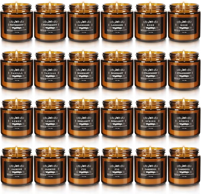 24 Packs Scented Candles for Home, 3.05oz，Soy Wax Aromatherapy Candles with 12 Fragrances, Smokeless Natural Essential Oil Candles for Relaxation, Gifts, Parties, Yoga,Home Decor