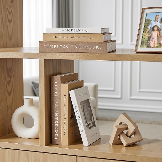 JARLINK Decorative Books, Set of 3 Fake Book Storage Boxes, Oatmeal | Modern Home Decoration with Hidden Storage Room for Photos & Keepsakes, Styling Decor for Coffee Tables, Shelves, & Mantels.