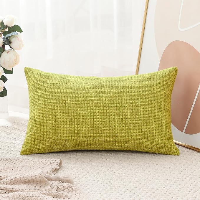 OTOSTAR Linen Throw Pillow Cover Set of 1 Decorative Lumbar Pillowcases Cushion Covers 16x24 Inch for Home Decor Sofa Bedroom Car 40 x 60CM Sage Green