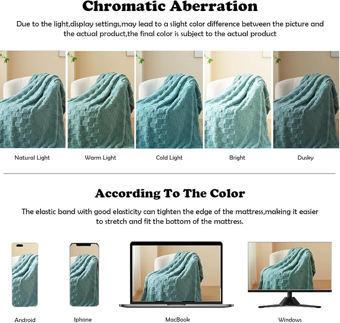 NEWCOSPLAY 3D Checkered Flannel Queen Blanket, Light Teal, 90"x90" | Super Soft Cute Lightweight Decorative Premium Silky Fleece Blanket for Couch Sofa Bed, Gift for Women Men, All Season Use