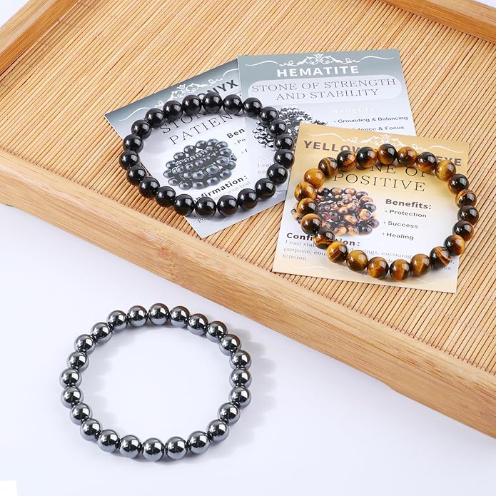 NCB 2.3-Piece 4mm Natural Crystal Gemstone Stretch Bracelets – Handmade Reiki Energy Healing Jewelry for Meditation,Yoga, Unisex