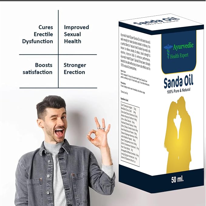 Sanda Herbal Massage Oil for Men | Natural Ayurvedic Blend with Safed Musli, Ashwagandha & Sesame Oil 50 ml (1.6 fl oz)
