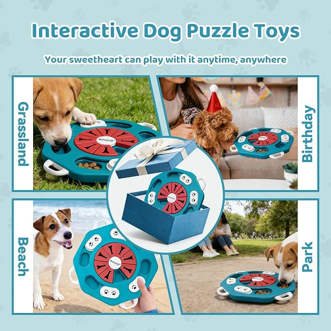 Dog Puzzle Toy for Smart Dogs, Interactive Dog Enrichment Toys,Level1(Blue)