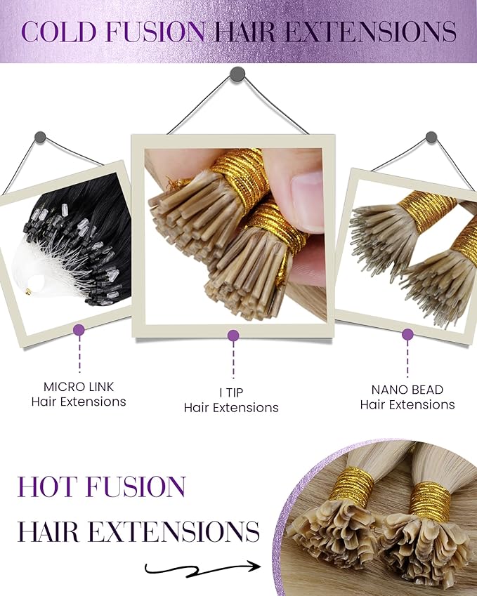 LaaVoo I Tip Hair Extensions Human Hair Itip Human Hair Extensions Silky Straight Balayage Natural Black to Medium Brown Ombre Caramel Brown 16 Inch 50g 60s