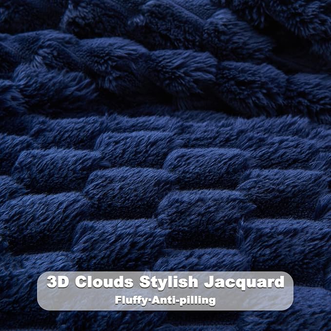 NEWCOSPLAY Fleece Clouds Cozy Throw Blanket for Couch, Dark Navy, 50"x60" | Premium Silky Flannel Blanket, Soft Lightweight Fluffy Throw Blanket for Bed Sofa Decor, Gift for All Season Use