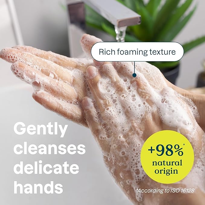 ATTITUDE Gentle Hand Soap for Sensitive Skin, EWG Verified, Enriched with Oats, Dermatologically Tested, Vegan, Unscented, Aluminum Bottle, 16 Fl Oz