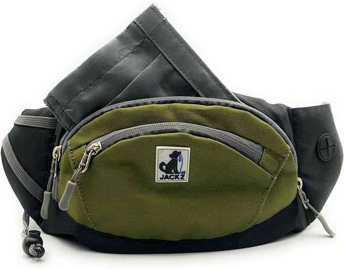 JACKZ Dog Treat Pouch, Green Dog Treat Pouches with Removeable Pocket, Treat Pouches for Pet Training with Dog Poop Bag Dispenser and Used Dog Poop Bag Holder, Dog Treat Bags Training Pouch
