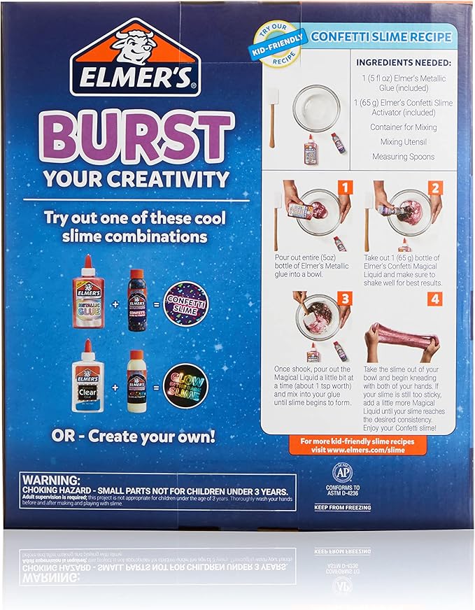 Elmer's Collection Slime Kit | Supplies Include Glow In The Dark Magical Liquid Slime Activator Metallic Magical Liquid Confetti Translucent Glue Metallic Glue Clear 6 Count