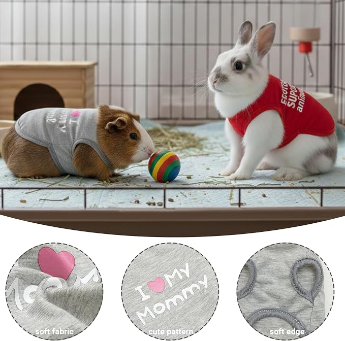 Guinea Pig Clothes (2-Pack), Soft Small Animal Vest T-Shirt | Breathable Small Pet Apparel & Costume for Rat, Guinea Pig, Rabbit, Chinchilla, Ferret, Kitten