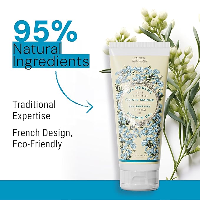 Panier des Sens - Sea Fennel Moisturizing Body Wash for Women & Men - Gentle Shower Gel with 96% Natural Ingredients for Sensitive Skin - Body Care Made in France, SLS Free, Vegan - 6.8 Fl Oz