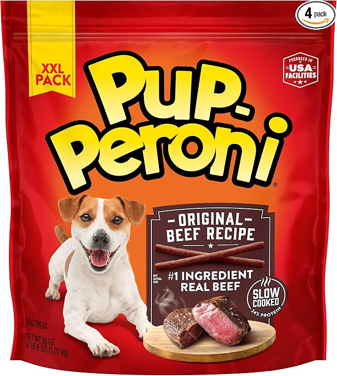 Pup-Peroni Dog Treats, Original Beef Flavor, 38 Ounce, Made with Real Beef (Pack of 4)