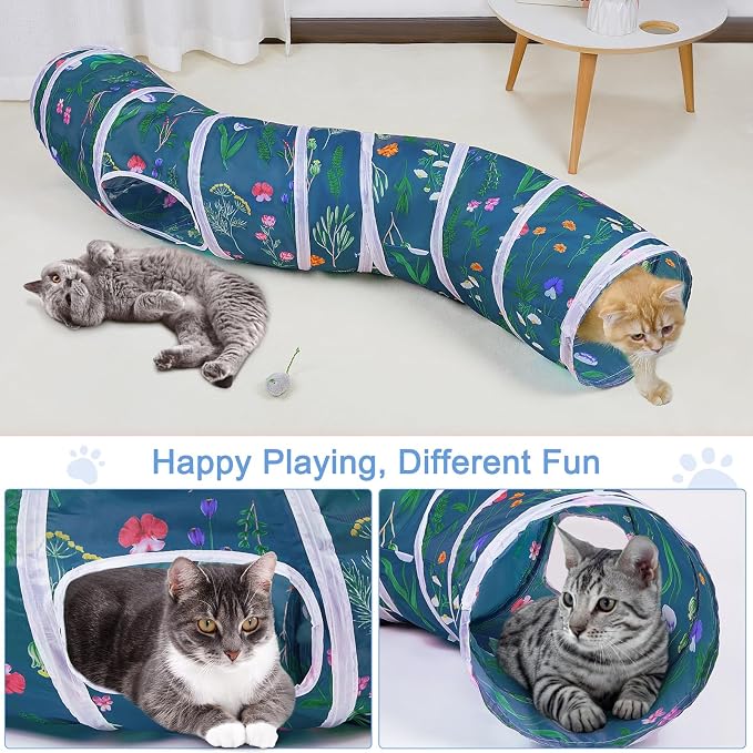 Glittme S-Shape Cat Tunnel, Foldable Cat Tunnels for Indoor Cats