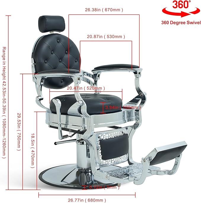 Vintage Barber Chair for Hairdressers Heavy Tattoo Shampoo Beauty Salon Equipment