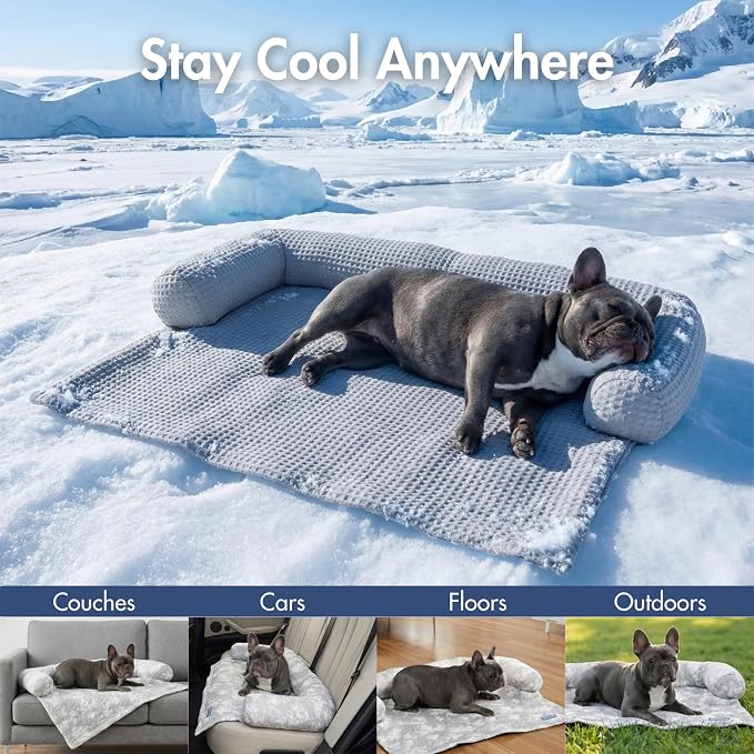 Spark Paws Cooling Couch Cover Dog Bed, Furniture Protector Mat | Non-Toxic Washable Pet Cooling Pad for Large, Medium and Small Dogs