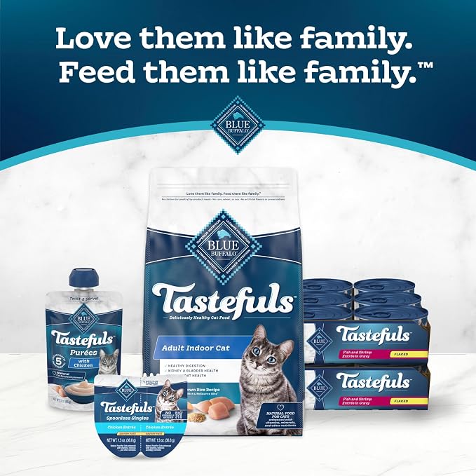 Blue Buffalo Tastefuls Fish & Shrimp Flaked Wet Cat Food, 3 oz, 24 ct | Real Fish First, Entrée in Gravy, No Chicken By-Product, Corn, Wheat, or Soy