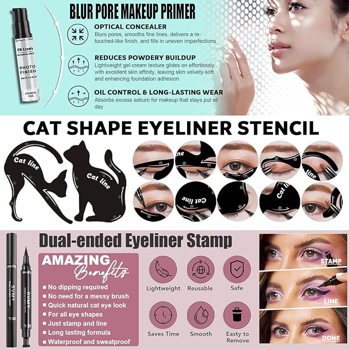 All in One Makeup Kit for Women Full Kit, Travel Makeup Gift Set for Women Teens Girls, Includes Eyeshadow Foundation Primer BB Lipstick Eyeliner Mascara Contour Brow Soap Powder Lip Mask Brush Sponge