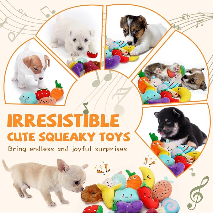 20-Pack Plush Squeaky Dog Toys for Small Dogs