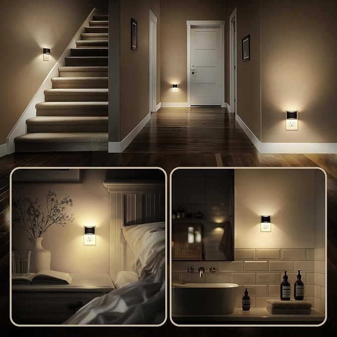 Night Light, Night Lights Plug into Wall, Adjustable, 3000K | 3 Level Brightness Adjustable Night Light, Dusk to Dawn Sensor, Nightlights for Adults, Bedroom, Bathroom, Hallway, 2 packs